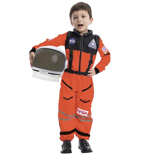 Spooktacular Creations Astronaut NASA Pilot Orange Costume Movable Space Visor Kids Helmet Halloween. (3T (3-4 años))