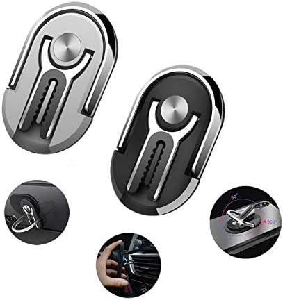 Multifunctional Mobile Phone Ring Holder Rotation Phone Finger Grip Kickstand Cell Phone Stand Bracket Air Vent Phone Mount for Car（Pack 2)