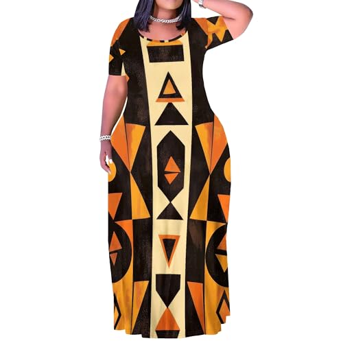 Image of PinkPatty Plus Size Maxi Dress for Women Summer Casual Short Sleeve Tshirt Dresses with Pockets (XL-6XL)