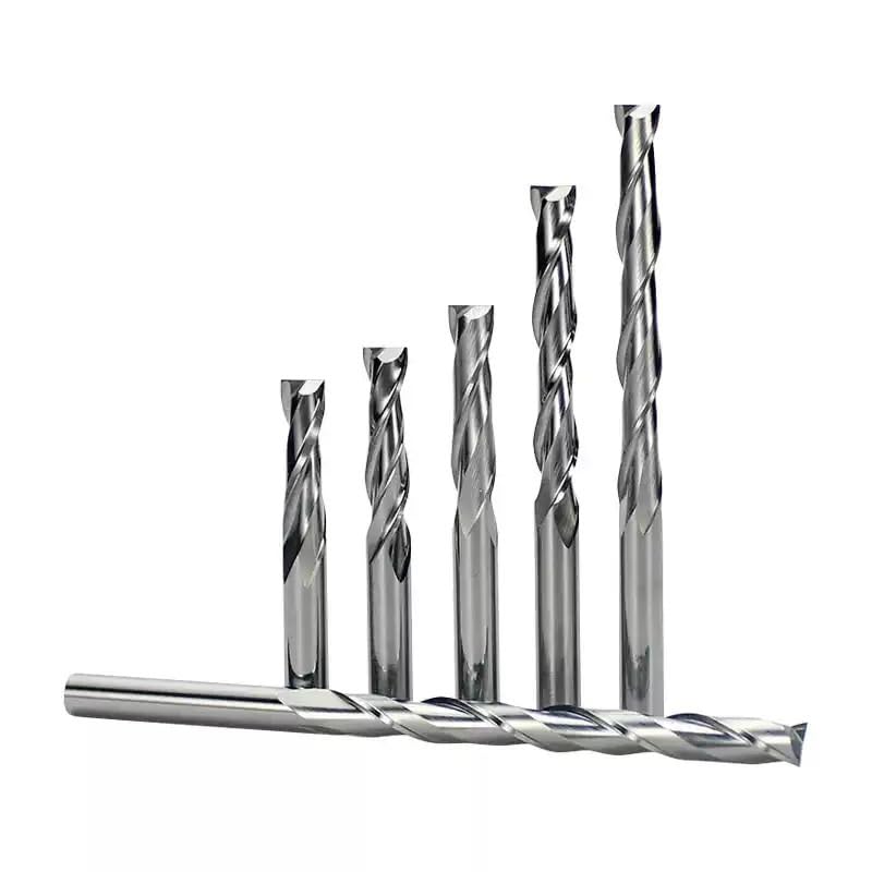 10 sztuk-2 rowki frez trzpieniowy spiralny, maszyna CNC wolframowy, z węglika spiekanego do obróbki drewna MDF drewno(5x5x17)