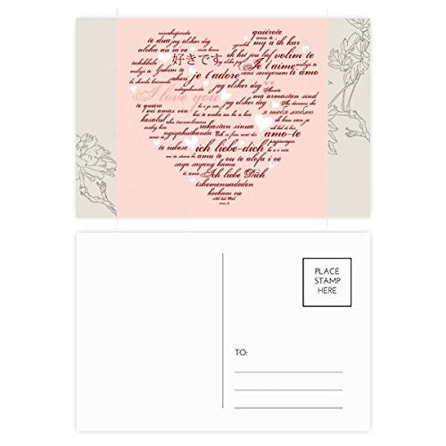Carte postale rose blanche coeur de 20 pièces double face mesurant 5,7 x 3,8 pouces
