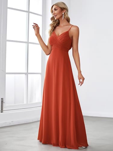 Image of Ever-Pretty Women's Summer Backless Spaghetti Strap Chiffon Bridesmaid Dresses Empire Waist Formal Wedding Guest Dress