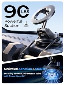 LISEN for MagSafe Car Mount [3800gf Strong Magnet&90+LBS Suction] 360° Adjustable Vacuum Magnetic Phone Holders for Your Car, for iPhone 18 Pro Max 17 16 15 14 13 12 Plus Air for Shower All Smartphone — photo 3 of 6