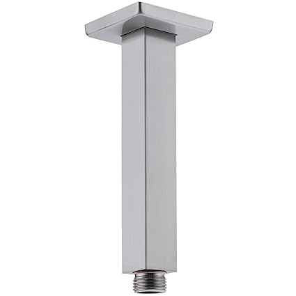 Shower Arm Ceiling Mounted 6 Inches Square Shower Head Arm with Flange, Rain Shower Arm Universal Connection,Brushed Nickel