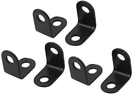 10PCS Stainless Steel Black L Bracket,90 Degree Right Angle Brackets Fastener Fit for Wood, Shelves, Furniture, Cabinet and Ect, 20mmx20mmx16mm, 2 Hole
