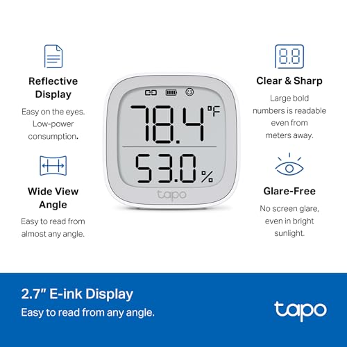 Image of TP-Link Tapo Temperature and Humidity Sensor Kit: Temperature Sensor T315 + Hub Tapo H100 (2.7 inch E-Ink Display, Swiss-Made Sensor | Long-Lasting Performance | Real-Time Notification)