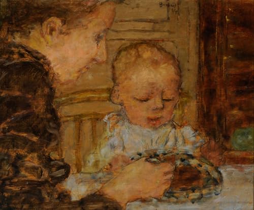 Pintura sobre lienzo de abuela y niño por Pierre Bonnard para inspirar nostalgia y amor familiar