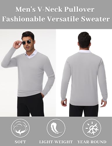 MAGNIVIT Men's V Neck Pullover Light Weight Long Sleeve Knit Soft Fashion Ribbed Sweater3