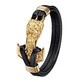 martillo joyero venta  OIDEA Pulsera Hombre Martillo de Thor Cabeza de Leon Oro Acero Inoxidable Cuero Joya de Moda de Hombre