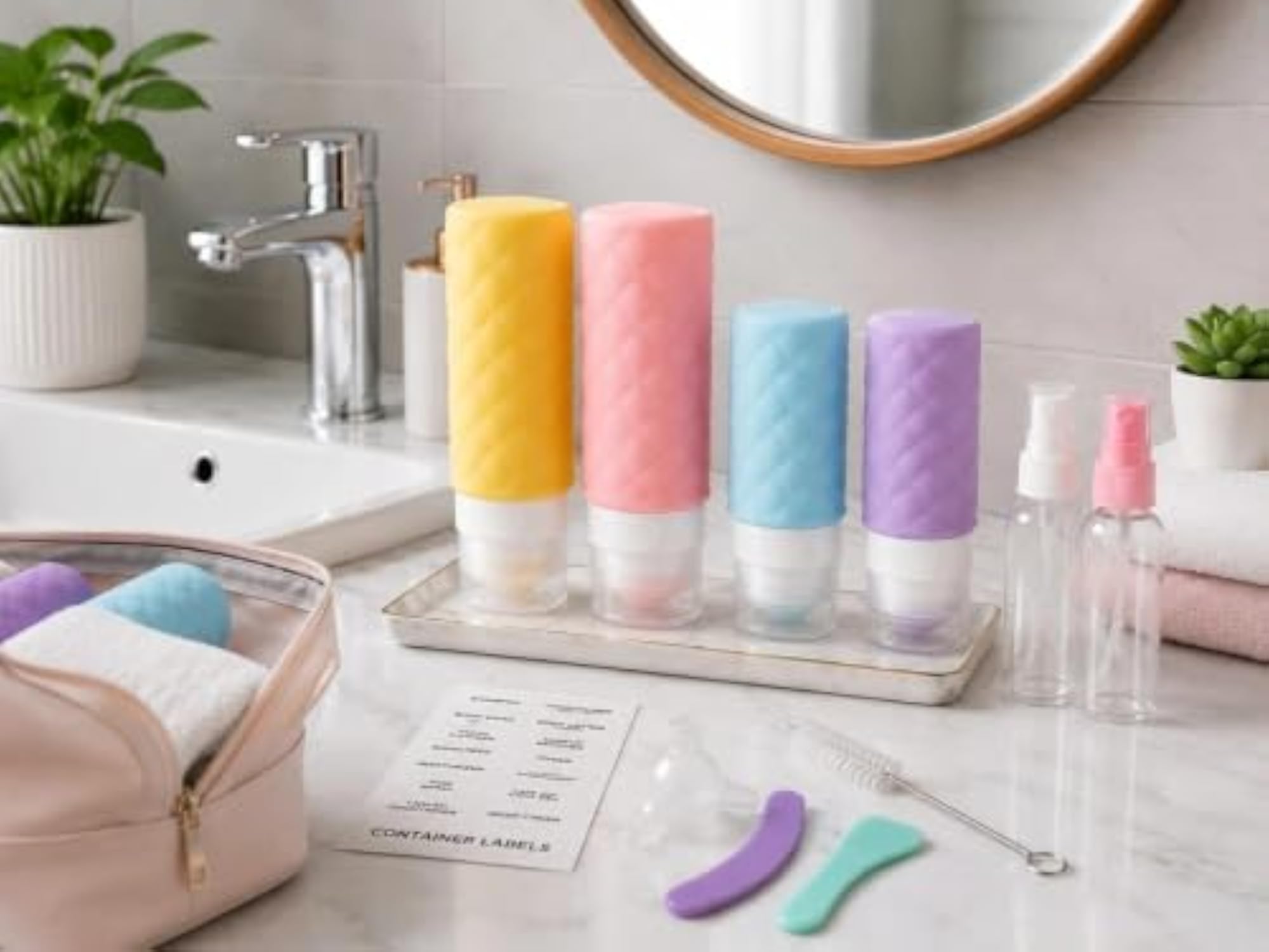 Silicone Travel Toiletry Bottles Set, Refillable Containers