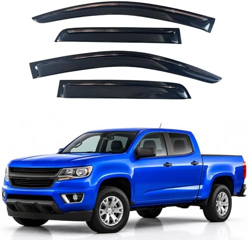 IG Window Visors Fit for 2015-2022 Chevrolet/Chevy Colorado Crew Cab, Out-Channel Rain Guards Vent Wind Deflectors 4PC, Truck Accessories for 2015-2022 GMC Canyon Crew Cab (Full-Size Cabs)