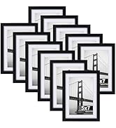 CRUGLA 5x7 Picture Frames Set of 11, Display Pictures 4x6 with Mat or 5 by 7 without Mat, Wall or...