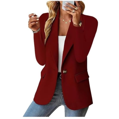 Blazers for Women 2025 Business Casual Trendy Jacket Plus Size Lightweight Oversized Cardigan Work Suit Professional Clothes sacos de Mujer para Vestir Elegantes Wine