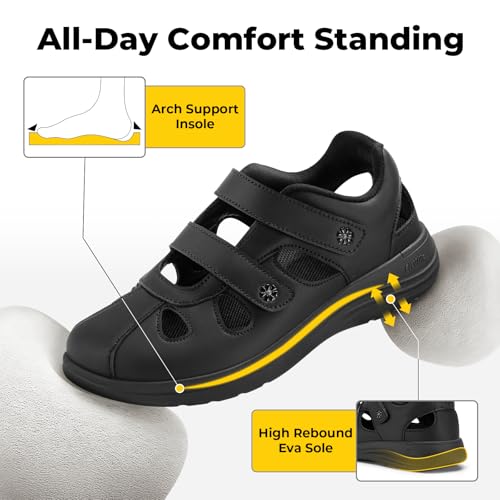 Image of FitVille Women's Wide Closed Toe Orthopedic Sandals, Summer Vacation Comfort Walking Sandals with Arch Support for Diabetic, Swollen Feet, Bunions