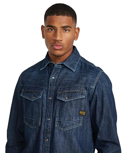 G-STAR Uomo Dakota Slim Shirt, Blu (Worn In Deep Sea D23616-D252-G133), L - 3