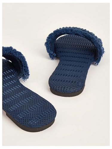 Image of OYOANGLE Women's Fringe Straw Sandals Crochet Open Toe Single Band Flat Slip On Sandals