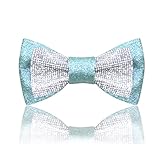 CK Bow Tie Glitter Pre-tied Bow Ties with Rhinestones for men women | Formal Bowties with Adjustable Length (Turquoise and White)