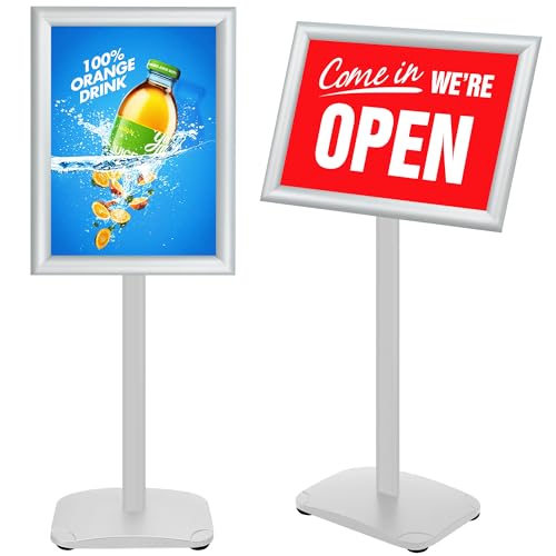 VAIIGO Porte Affiche A3 sur Pied, Support d'Affiche avec Base Lourde - Présentoir Publicitaire Extérieur, Stands de Présentation pour Publicités, Menus &...