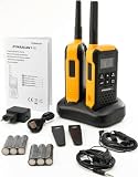 Dynascan F-15 Coppia Walkie Talkie Impermeabili IP67 Uso Libero PMR446, Ricetrasmittenti Galleggianti con SOS, Torcia LED, Funzione VOX, 16 Canali e Auricolari Inclusi
