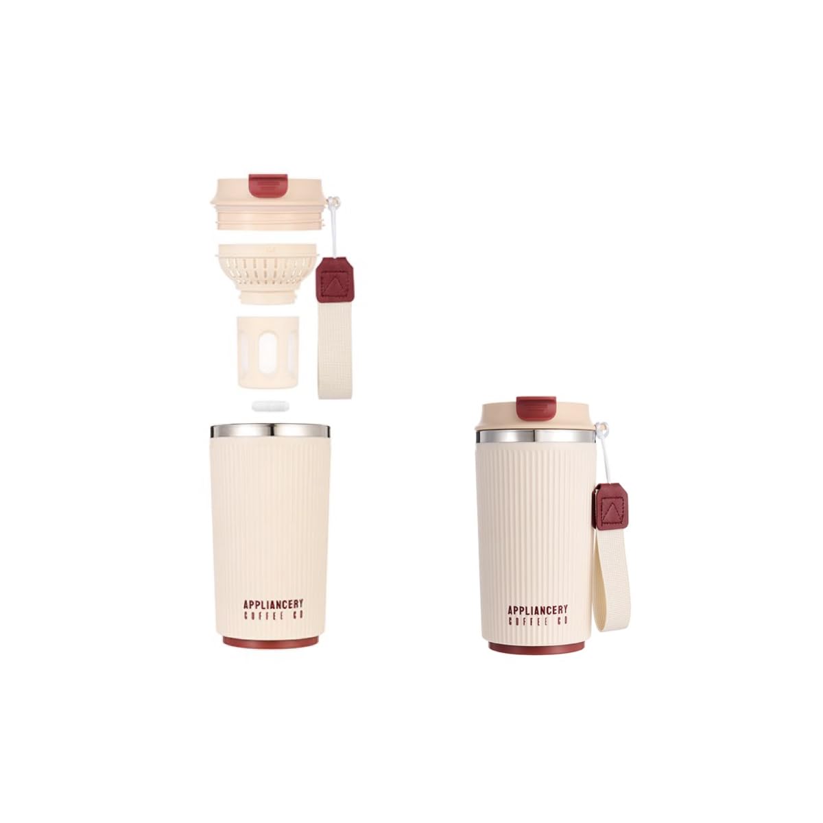 Coffee GOSimplify - Waterproof Portable Coffee Maker with Stirring Function and Smart Temperature Display white