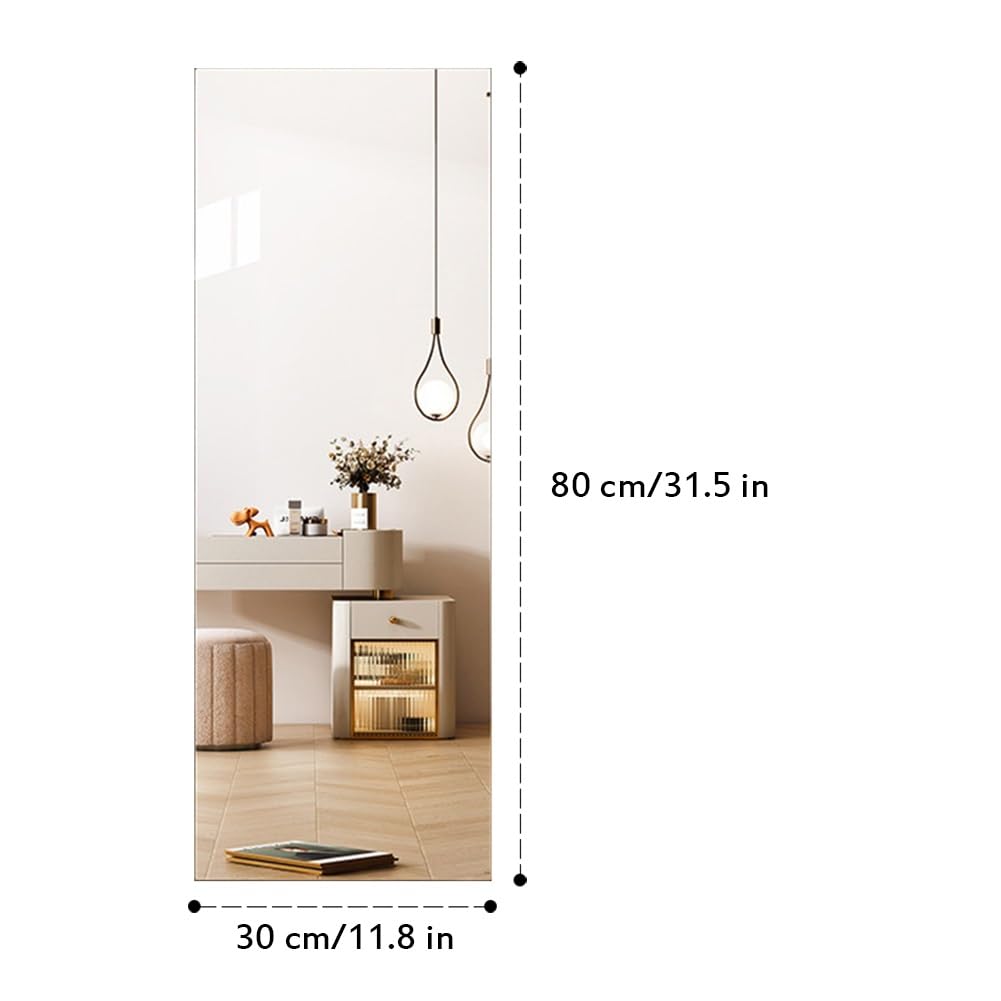 Specchio Senza Cornice da Parete, Specchio da Bagno per Arredamento Moderno, Senza Vetro, Da Appendere Orizzontalmente O Verticalmente(30x80cm/11.8x31.5in)