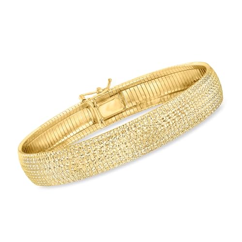 Ross-Simons Italian 18kt Gold Over Sterling Textured and Polished Omega Bracelet