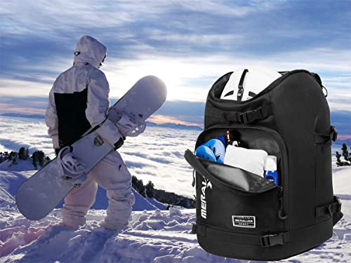 MERALIAN Ski Boot Bag - 50L Ski Boot Travel Backpack Waterproof Snowboard Boot Backpack for Travel Stores Gear Including Helmet, Goggles and Outerwear.(BLK-01)