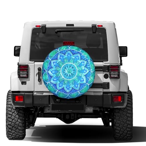 Image of Abstract Blue Mandala of Vishuddha Chakra Spare Tire Cover Dust-Proof Wheel Tire Cover Fit Trailer, RV, SUV and Many Vehicle 17 Inch