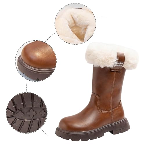 Girls Snow Boots Comfortable Warm Plush Lined Boots Toddler Winter Mid Calf Boot Outdoor Faux Leather Slip on Boots2