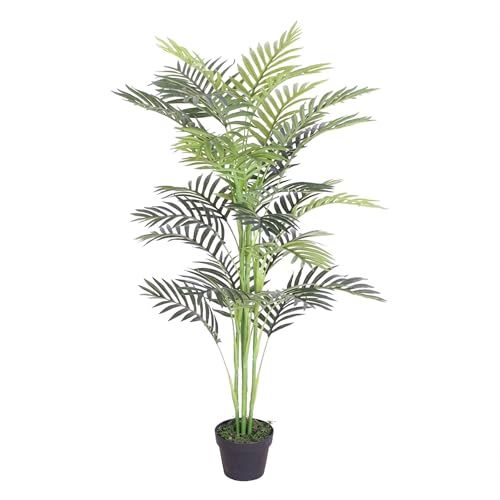 Decovego künstliche Fächerpalme, Kunstpalme Modell 7, 120 cm aus Kunststoff in Grün, Kunstpflanze für Wohn- & Büroräume, Allergikerfreundlich & Pflegeleicht