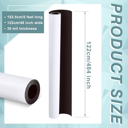 Amylove Blank White Surface Magnet Sheets 48 Inch x 5 Feet, 30 Mil Magnetic Roll Printable Flexible Vinyl Blank Magnetic Sign Sheet Safe for Vehicles DIY Craft Project by Amylove - Image 2