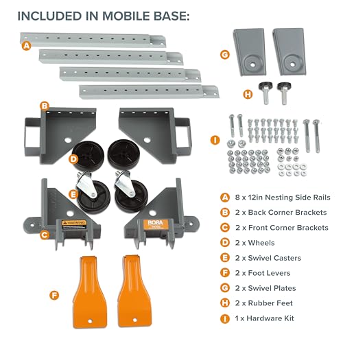 BORA Universal Mobile Base with Swivel Castor Wheels - Adjustable Tool Dolly 12x12 to 26x26 Inches - Heavy Duty Mobile Tool Base for Table Saw Workbench - 400 Lbs Capacity - PM-1050 by BORA - Image 2