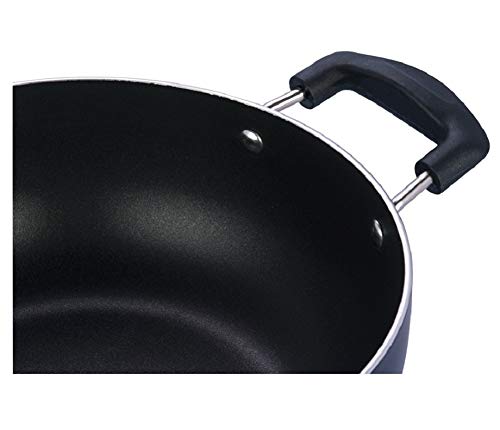 Vinod Cookware Deep Kadai With Lid Blue/Black 2.6 Litres, Blue/Black #TOP2