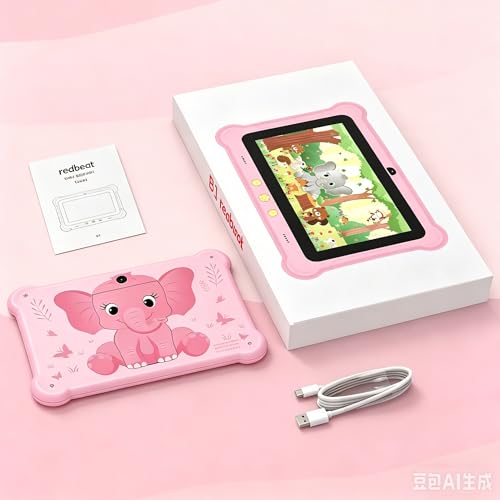 Image of Kids Tablet, 7 inch Android Tablets for Kids 12+, 6GB+32GB (512GB expand) Learning Tablet with SIM Card Slot & Case, WIFI, Parental Control, Eye Protection, Dual Camera, 3G /2G Cellular Network, Pink