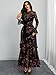 GothDark Womens Floral Maxi Dress Sheer Mesh Bell Sleeve Tiered Ruffle Gothic Romantic Casual Long Dresses