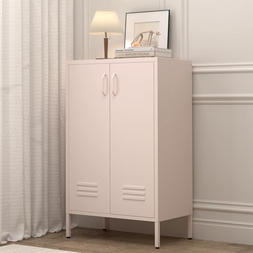 Armario de almacenamiento de metal para cocina y sala de estar rosa 5