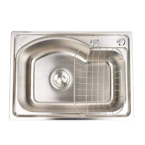 JueYan Évier de Cuisine Carré - évier INOX de Cuisine - en Acier Inoxydable avec égouttoir 56 x 41 x 20,5 cm