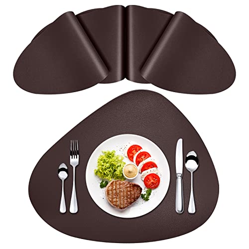 Conjunto de jogos americanos redondos de couro sintético com 4 tapetes de mesa laváveis e laváveis e