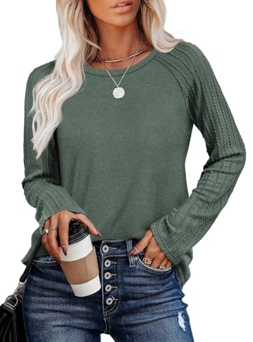 Image of OFEEFAN Long Sleeve Shirts for Womens Fall Fashion 2026 Crewneck Oversized Sweatshirt Tunic Tops to Wear with Leggings