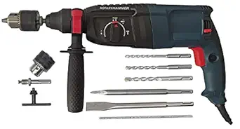 Inditrust 1250W with 6 MONTHS WARRANTY 26mm 2-26 RE Reversible Rotary Hammer Drill machine SDS Plus with 3 Modes 3 Hammers Bits 2 Chisels (Blue, green)