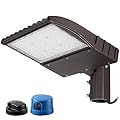 LEONLITE 150W LED Parking Lot Light, Adjustable Arm Mount, UL & DLC Listed, Dusk to Dawn Shoebox Pole Light with Photocell, 100-277V, 1-10V Dimmable, Commercial Street Area Light, IP65, 5000K Daylight