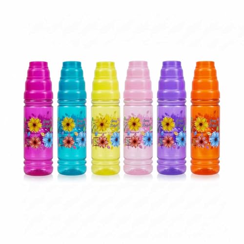 Image of RED WIND Unbreakable 1 Litre Floral Print Water Bottles | Pack of 3 | Multicolor | Leakproof Screw Cap | BPA-Free | Bottles for Fridge, Gym, Home, Office, School and Travel