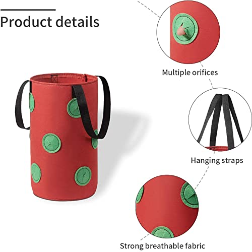 Nicheo 3 Pcs 3 Gallon Hanging Strawberry Planter Hanging Aeration Planter For Strawberry Tomato And Hot Pepper Strawberry Grow Bag Upside-Down Tomato Planter Vegetable Planting Bags With Holes Red #TOP2