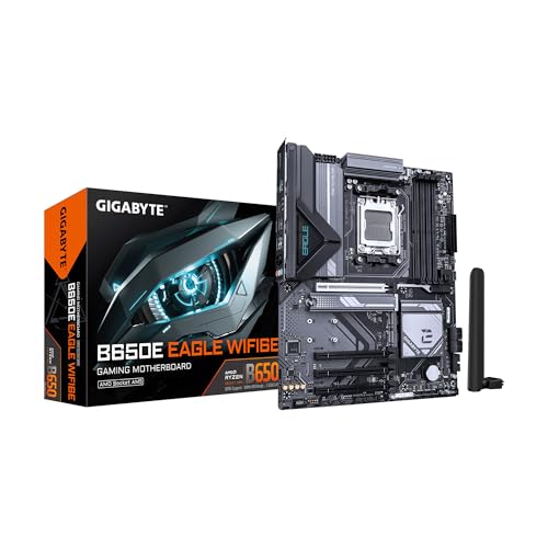 Image of GIGABYTE B650E Eagle WIFI6E AMD AM5 ATX Motherboard, Supports Ryzen 9000 /8000 /7000 Series, DDR5, 8+2+2 Power Phase, 3X M.2, PCIe 5.0, USB-C 3.2 Gen 1, Wi-Fi 6E, 2.5GbE, Q-Flash, EZ-Latch, RGB Fusion