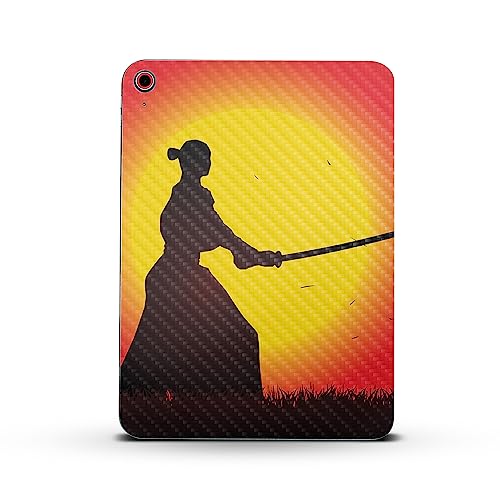 Image of MightySkins Carbon Fiber Skin Compatible with Apple iPad 10.9 inch 10th Gen (2022) Full Wrap Kit - Sunset Samurai | Protective Durable Textured Carbon Fiber Finish | Easy to Apply | Made in The USA