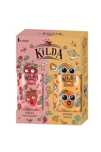 KILDA - Pack Fresa + Mango | Set 2 Botellas 700 ml | Crema de Tequila Sabor Fresa y Mango 17º | Edición Especial para Fiestas, Eventos y Regalos | Kilda Crema de Tequila Premium