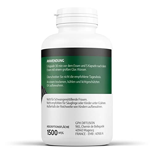 Aktive Kohle - Verdauungskomfort - Activated Carbon - 2000 MG/Tag - 400 Kapseln | Ohne Zusätze, Premium Naturprodukt
