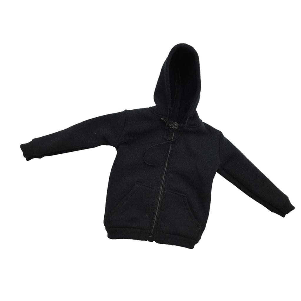 Amazon.com: Milageto 1/6 Scale Black Fastener Up Hoodie, Action