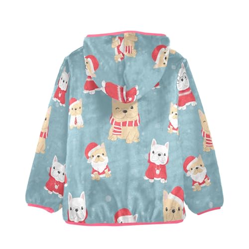 OTVEE Christmas French Bulldog Dog Kids Hoodie Jacket Fall Spring Full Zip Warm Outwear Coat2