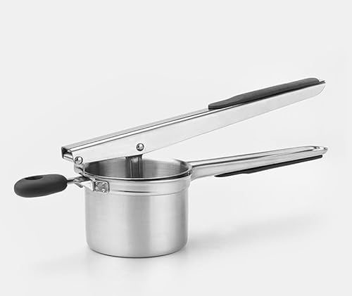 Xoziloじゃがいもつぶし器、レモン絞り器、超長ポテトフライ圧搾機、果物野菜、食品、フィルター、多機能、スクレーパー、多機能耐久、角穴、ステンレス、家庭用キッチン (大きいポテトマッシャー)